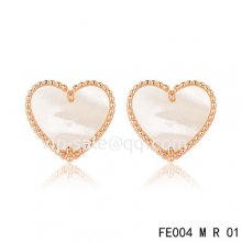 Cheap Van Cleef & Arpels Sweet Alhambra Heart Pink Earrings,White Mother-Of-Pearl